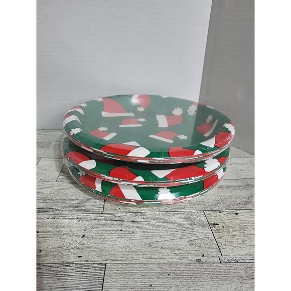 Santa Hat Dinner Paper Plates Lot Of 3 New Unopened 10 Count Per Pack Christmas - Picture 2 of 4